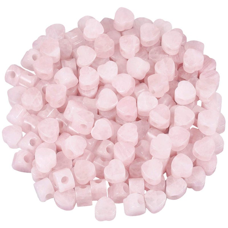 SUNYIK Rose Quartz Heart Shape Large Hole Loose European Bead fits Charm Bracelet Jewelry Makings,14x14mm, Pack of 15 - Image 1